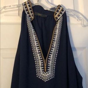 THML navy resortwear dress embroidery